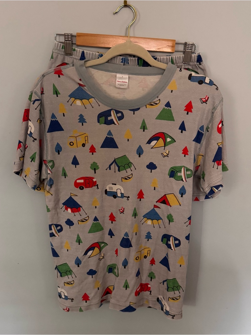 Hanna Andersson Women's Happy Camper Organic Cotton Pajama Set Size S Camping